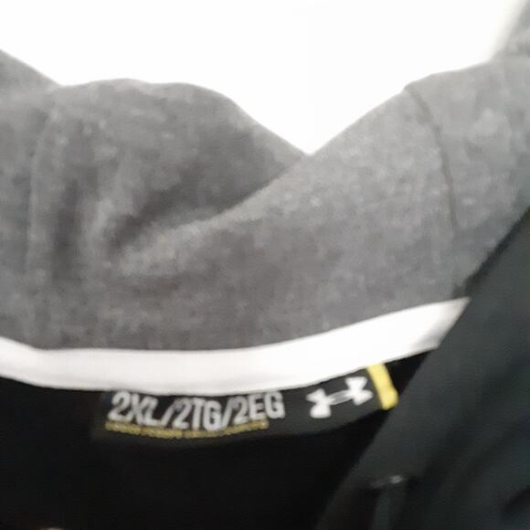 Under Armor Hoodie Mens XXL 2XL Black Loose Fit Big Logo Sweater Pocket - Picture 5 of 8